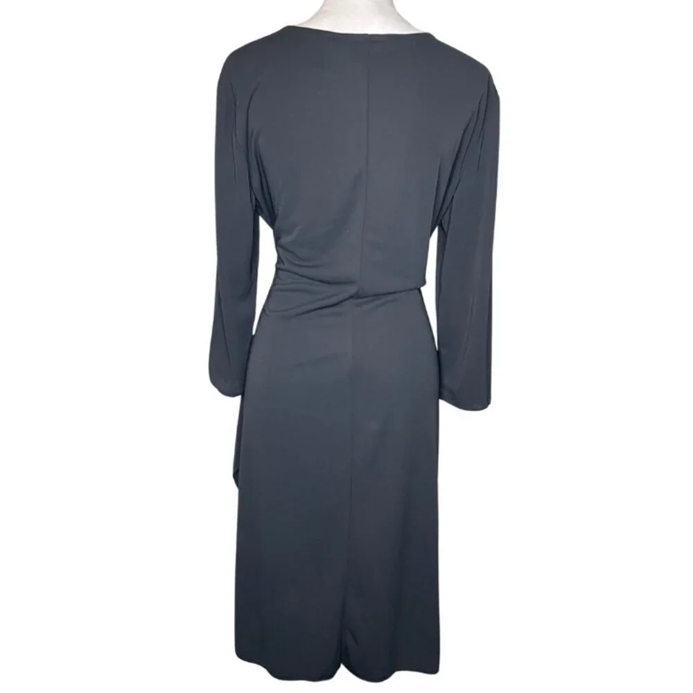 New York & Company Corporate Goth Faux Wrap Buckle Dress Black XL